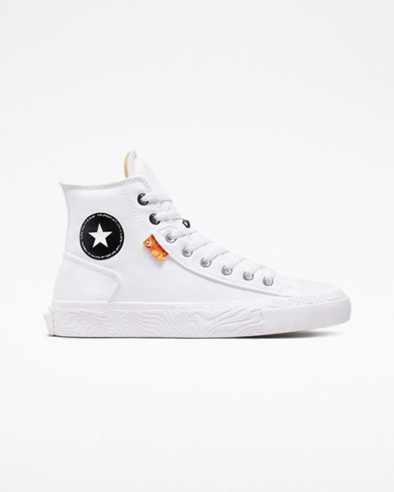 Tenis Converse Chuck Taylor Alt Star Lona Cano Alto Feminino Branco Pretas Branco | PT J0TP359